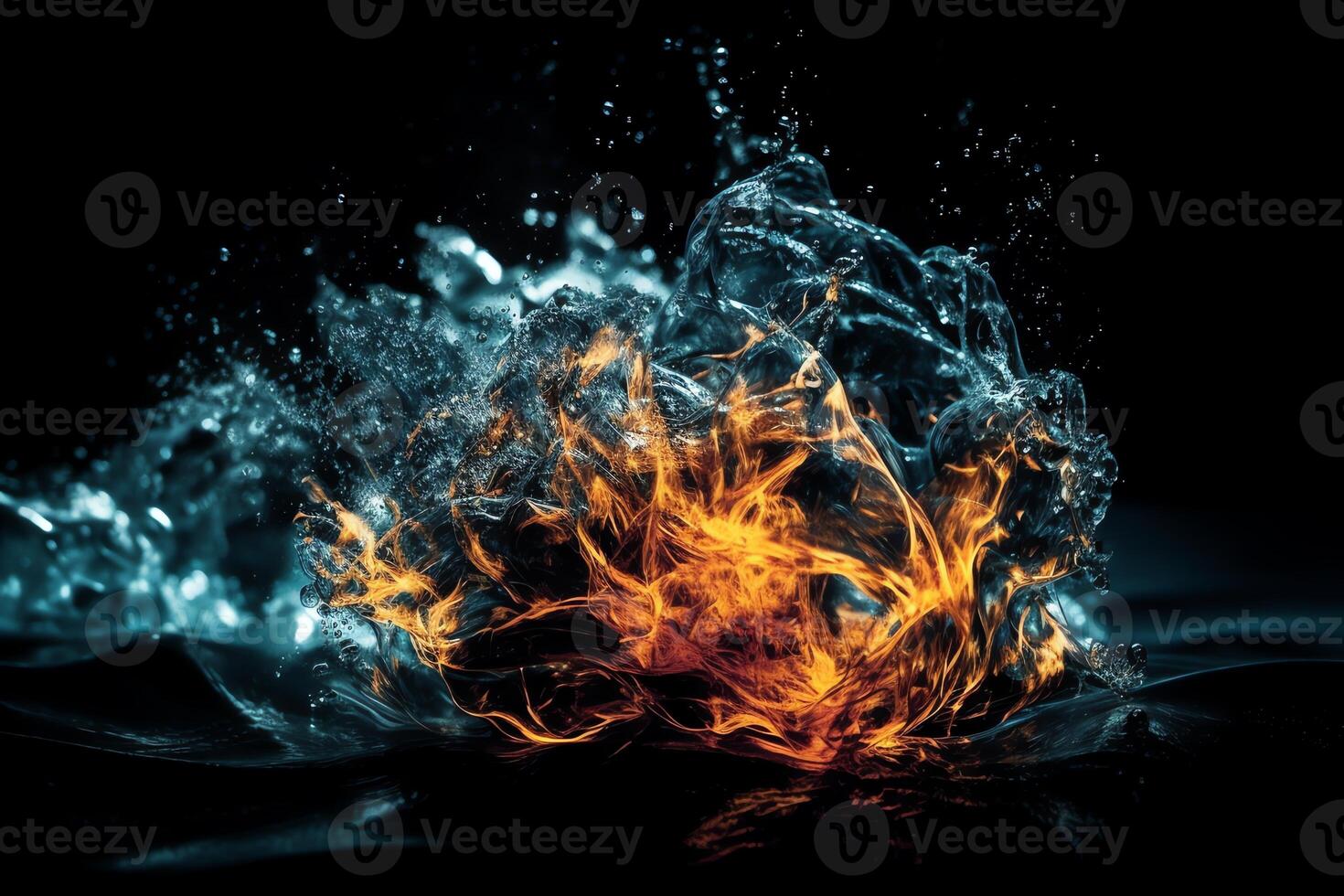 Ice colliding with flames desktop wallpaper high contrast. photo