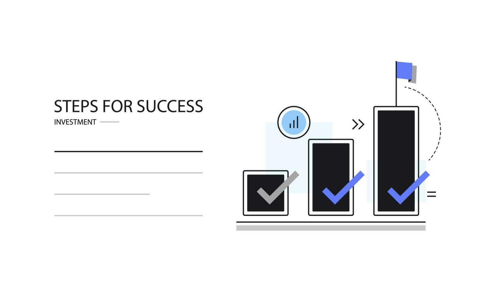 steps for success finish icon, planning checklist for goal progress, strategy project, thin line symbol on white background vector