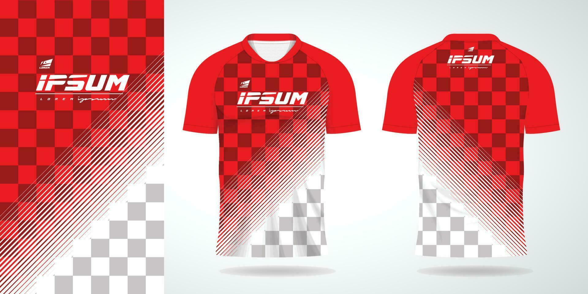 red white jersey sport uniform shirt design template vector