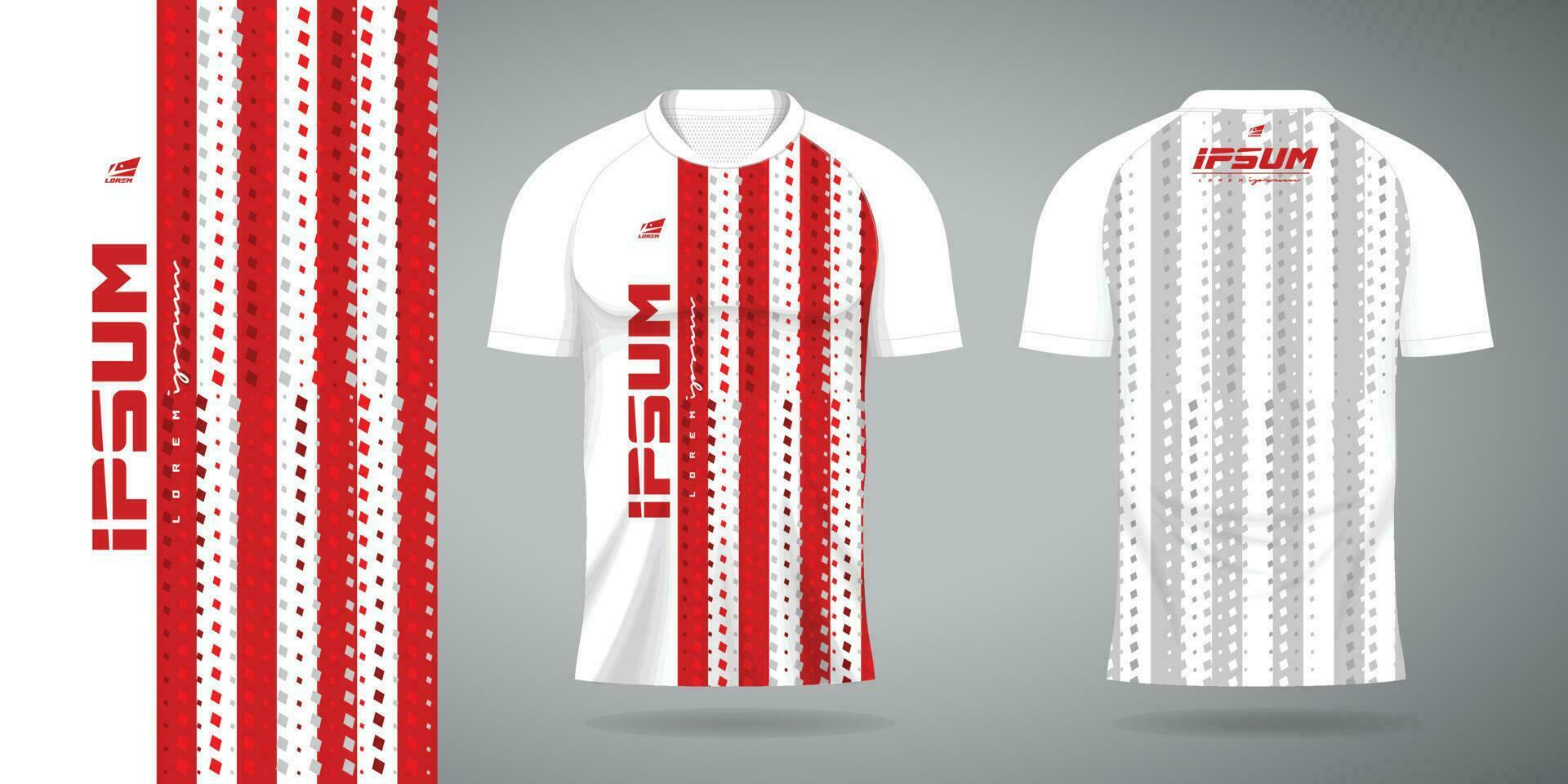 rojo blanco jersey deporte uniforme camisa diseño modelo vector