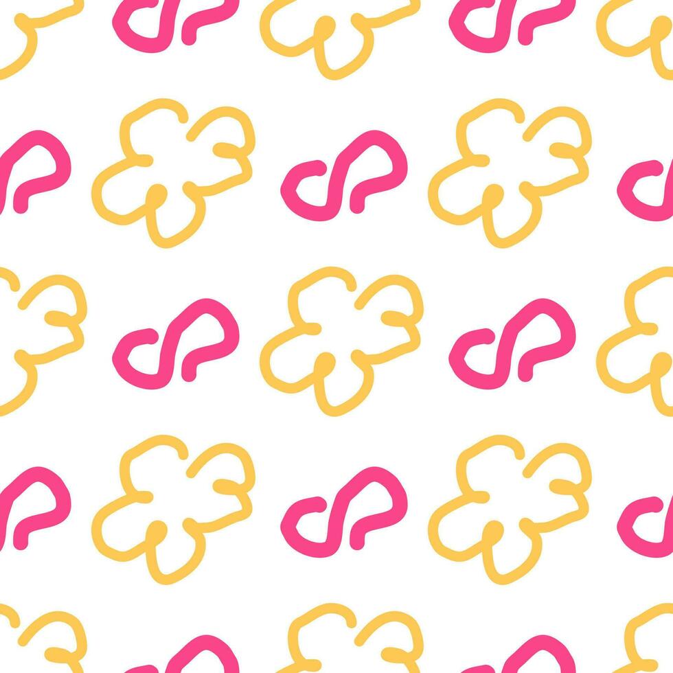 Seamless color pattern of linear doodle squiggles. vector