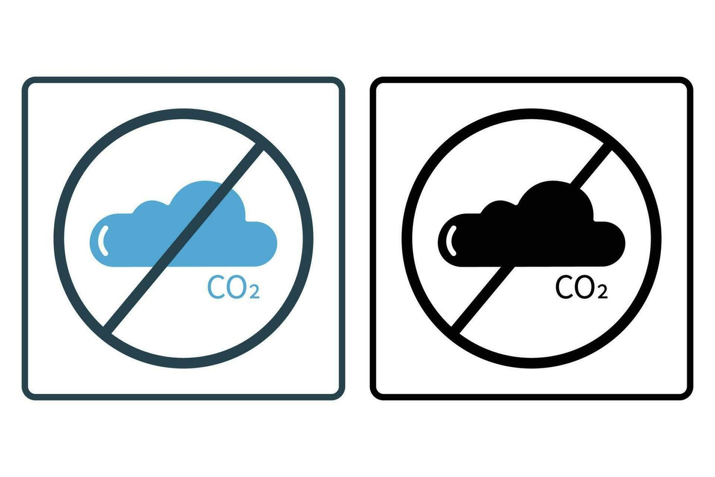 CO2 prohibited icon. cloud sign crossed out inside the circle. icon related to global warming, stop climate change, CO2. Solid icon style. Simple vector design editable