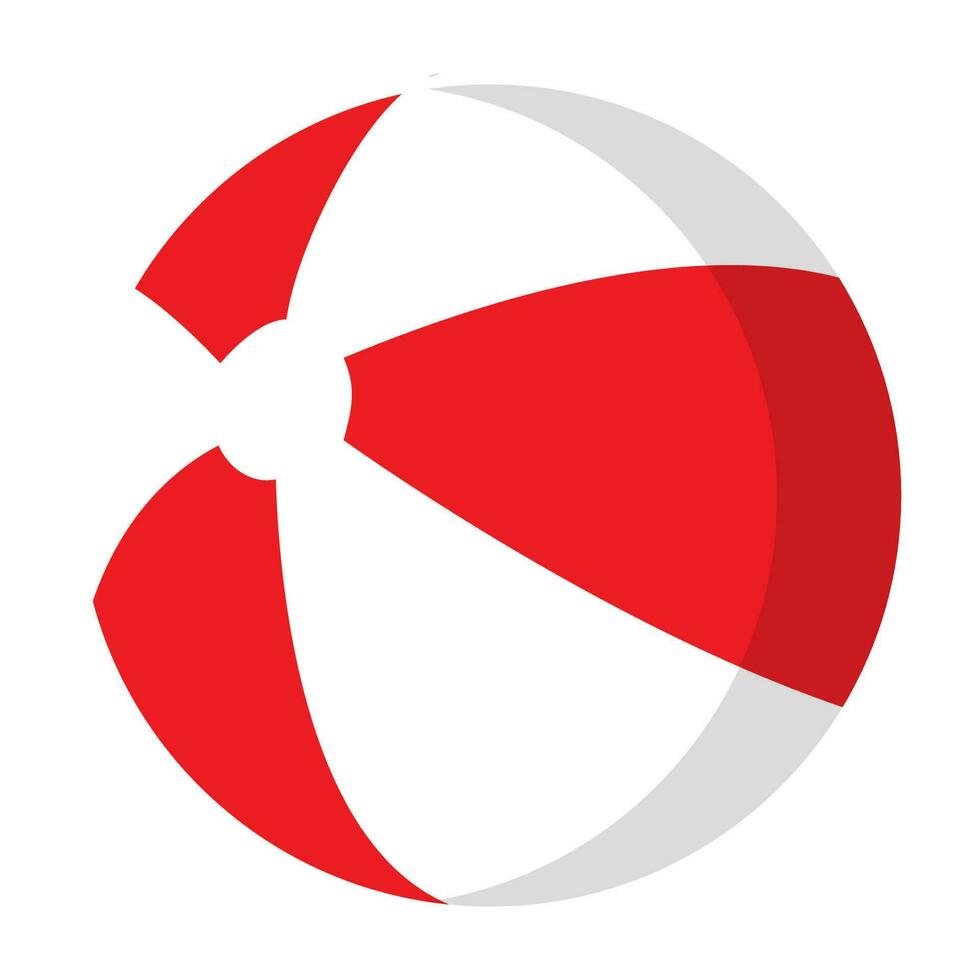 Red and white beach ball vector illustration summer