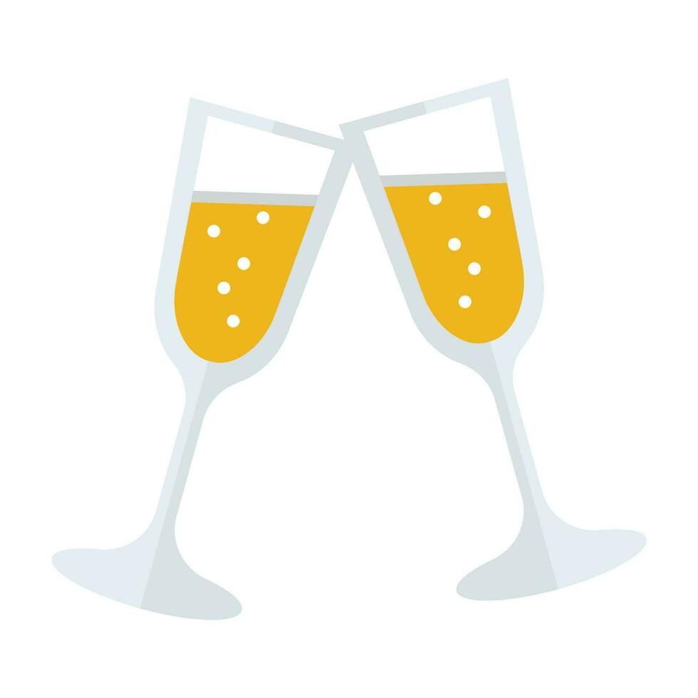 Two glasses of wine cheers with wineglasses clink icon vector illustration