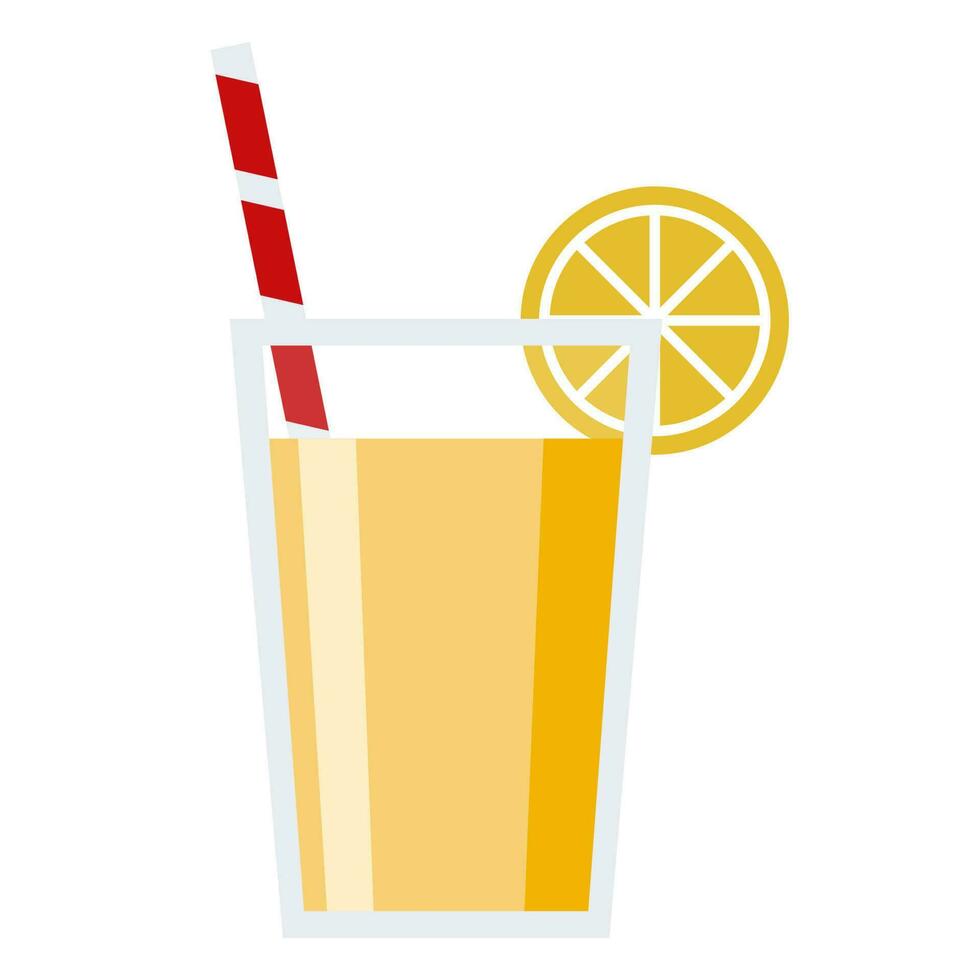 Orange lemon juice glass summer vector icon
