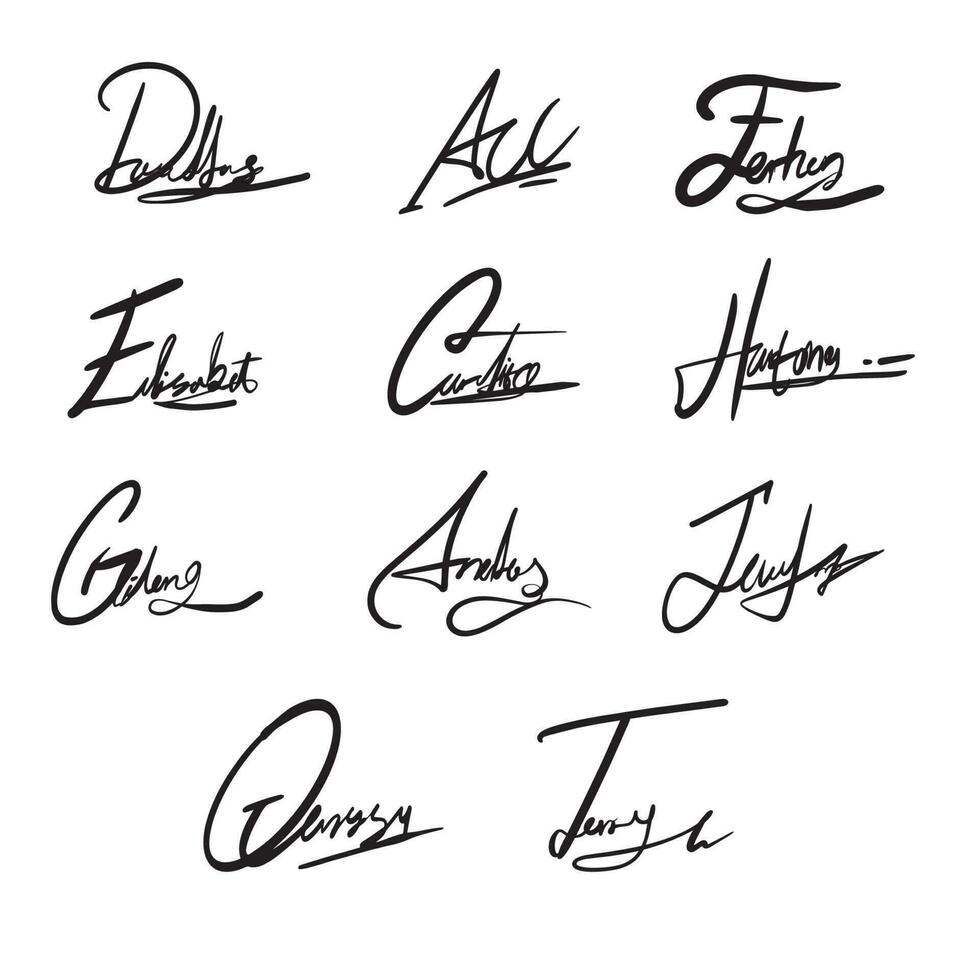 firma letras conjuntos ,bien para gráfico diseño recursos, panfletos, correo, letras, pancartas, huellas dactilares, carteles, negocio, y más. vector