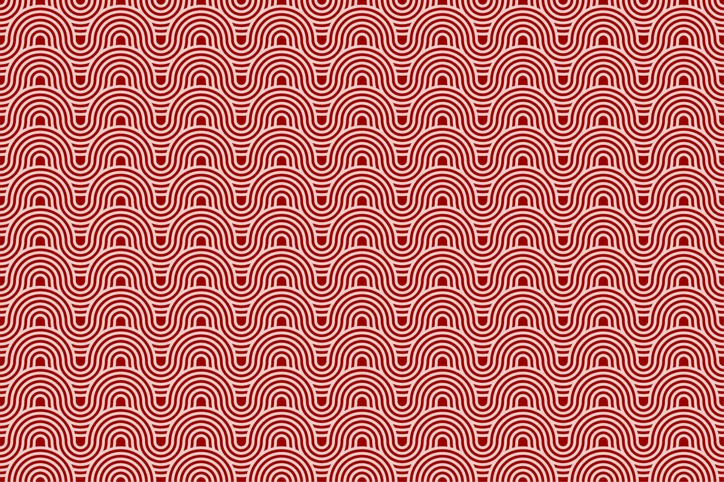 Chinese and Japanese seamless pattern on red background. Lunar new year background. Rounded texture geometric pattern . vector