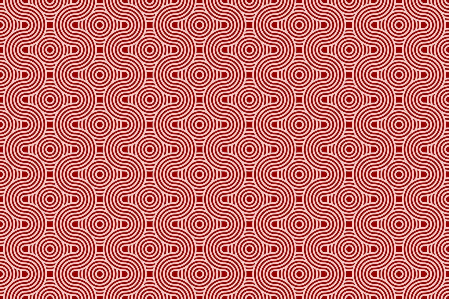 Chinese and Japanese seamless pattern on red background. Lunar new year background. Rounded texture geometric pattern . vector