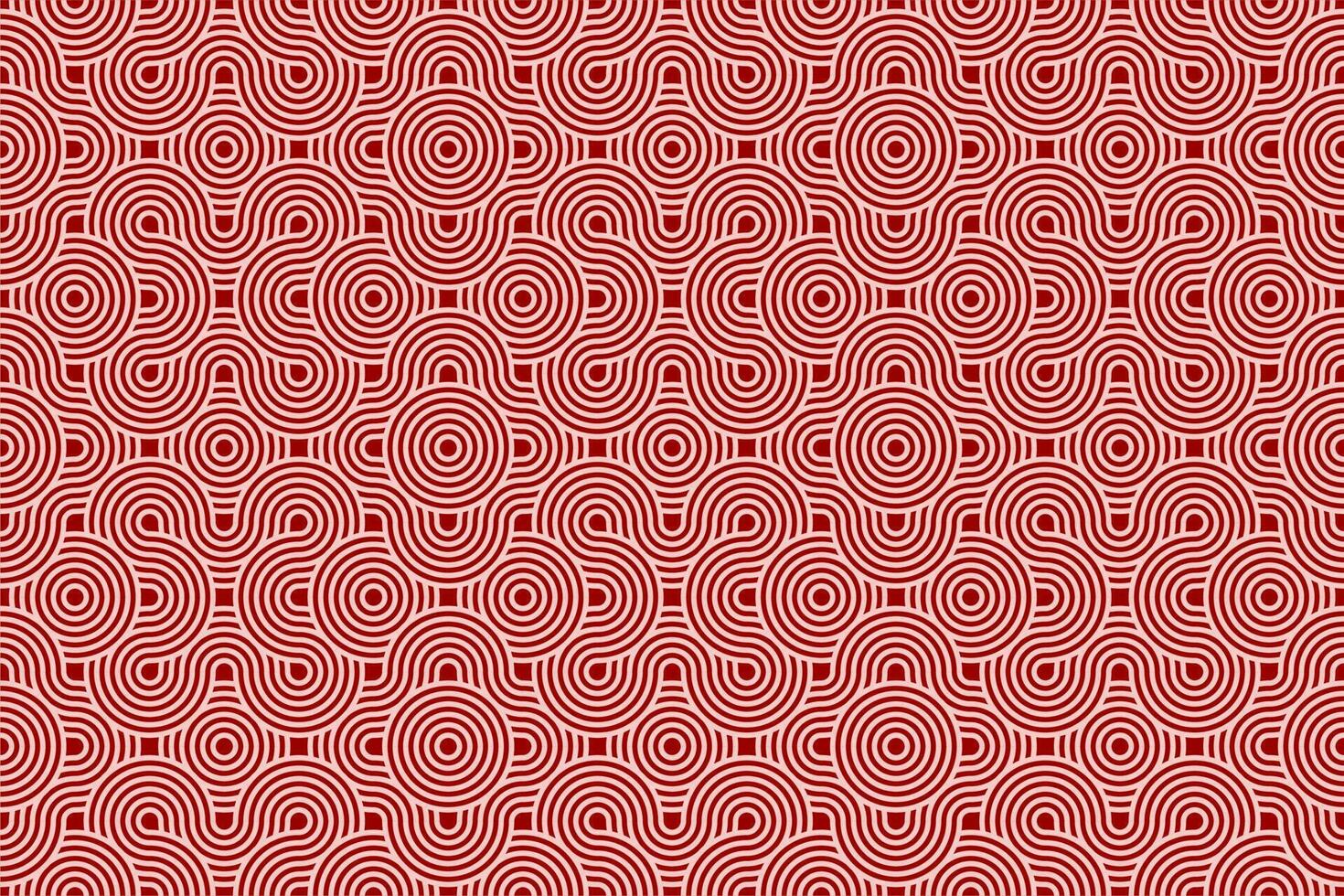 Chinese and Japanese seamless pattern on red background. Lunar new year background. Rounded texture geometric pattern . vector
