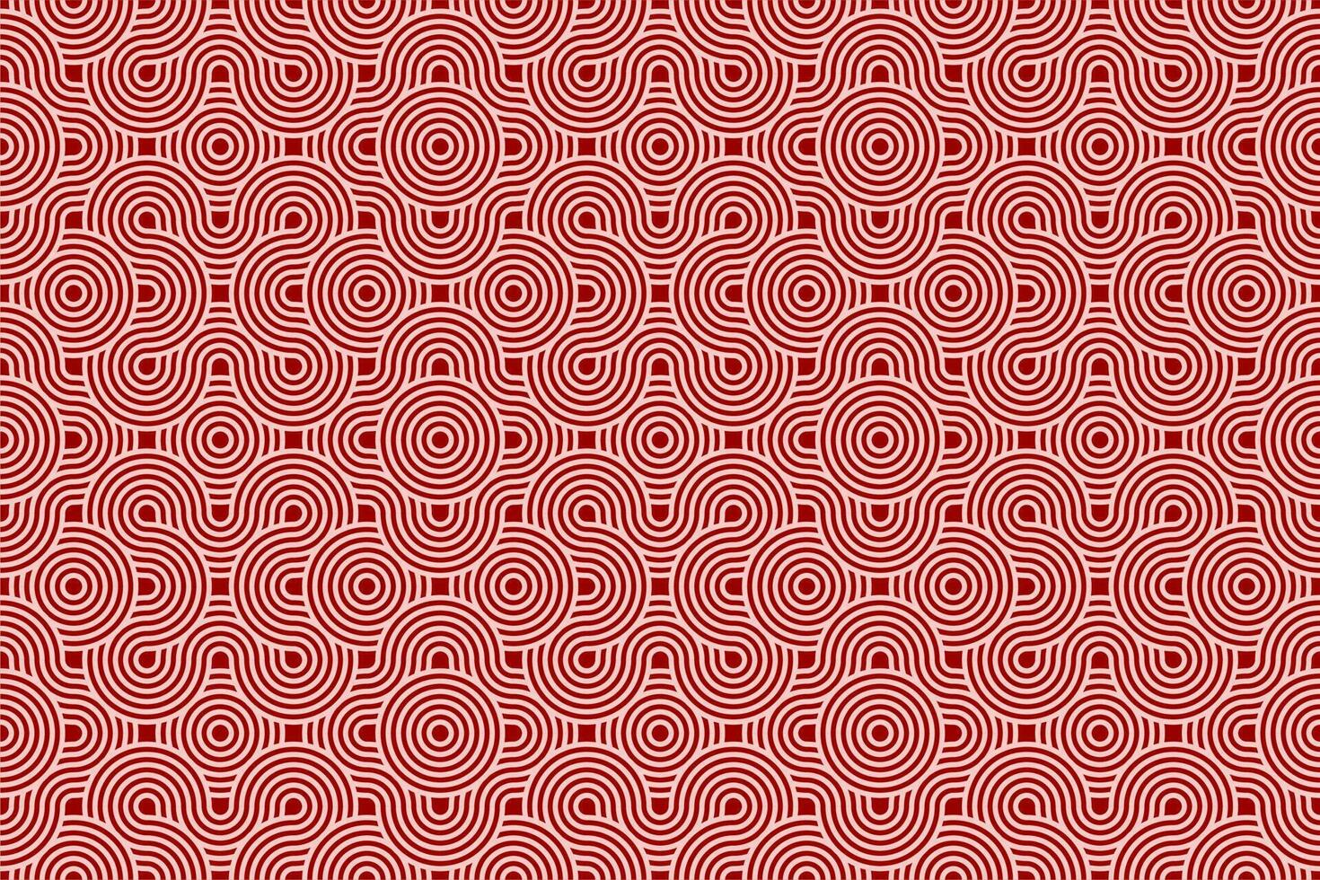 Chinese and Japanese seamless pattern on red background. Lunar new year background. Rounded texture geometric pattern . vector