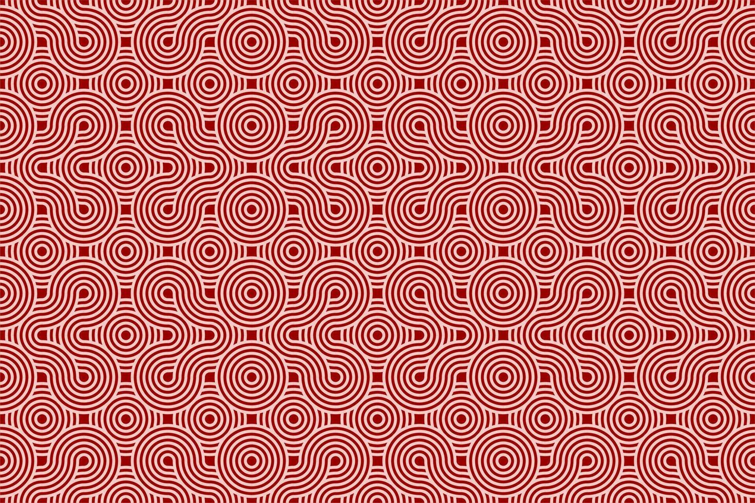 Chinese and Japanese seamless pattern on red background. Lunar new year background. Rounded texture geometric pattern . vector