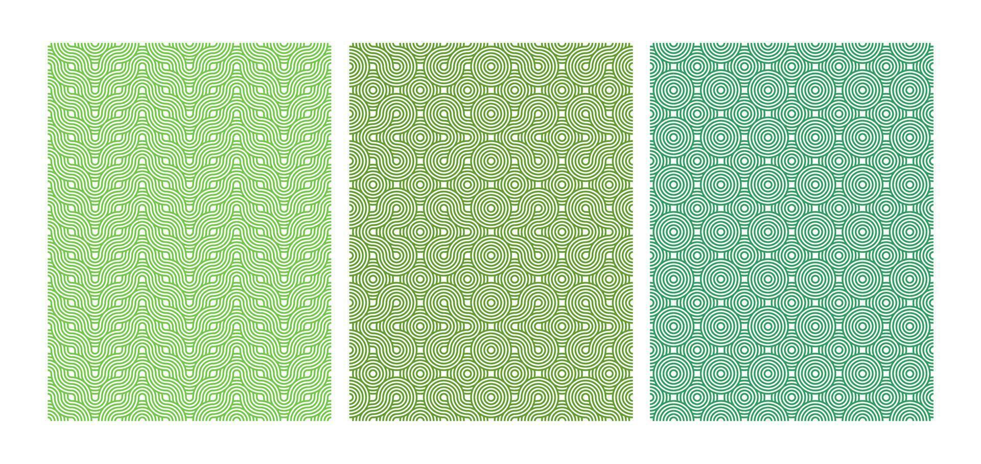 Set of chinese and japan rounded texture isolated on white background. Seamless geometric design collection. vector