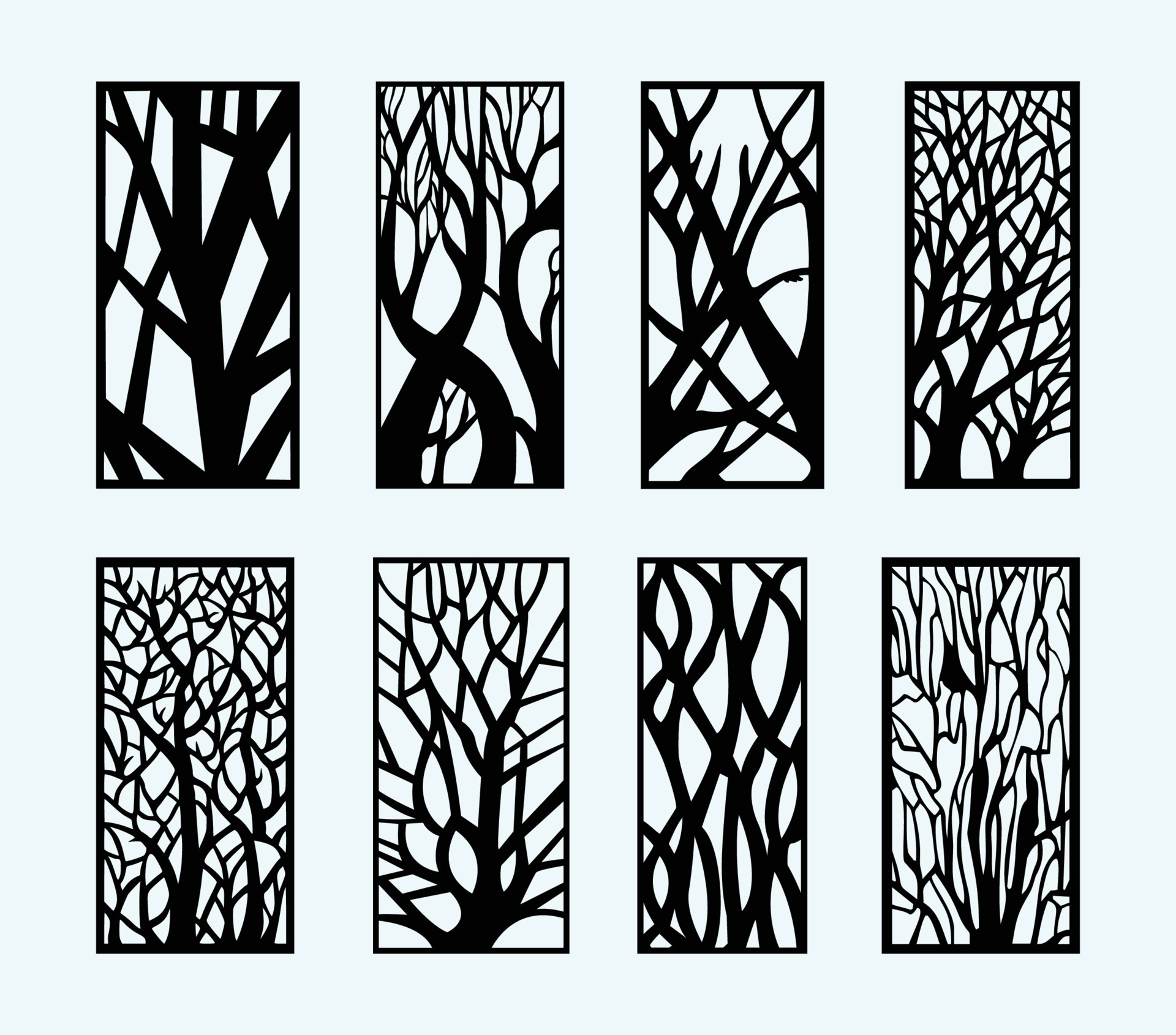 Set of Decorative tree laser cut panels 23354634 Vector Art at Vecteezy
