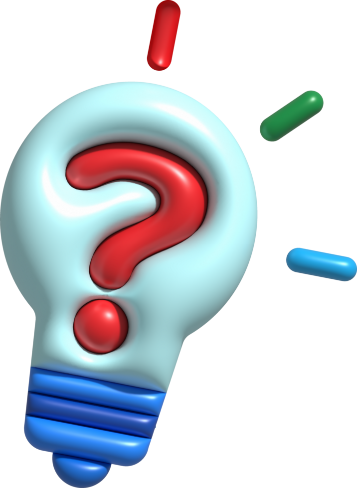 illustration 3d light bulb and question mark creative question ideas png