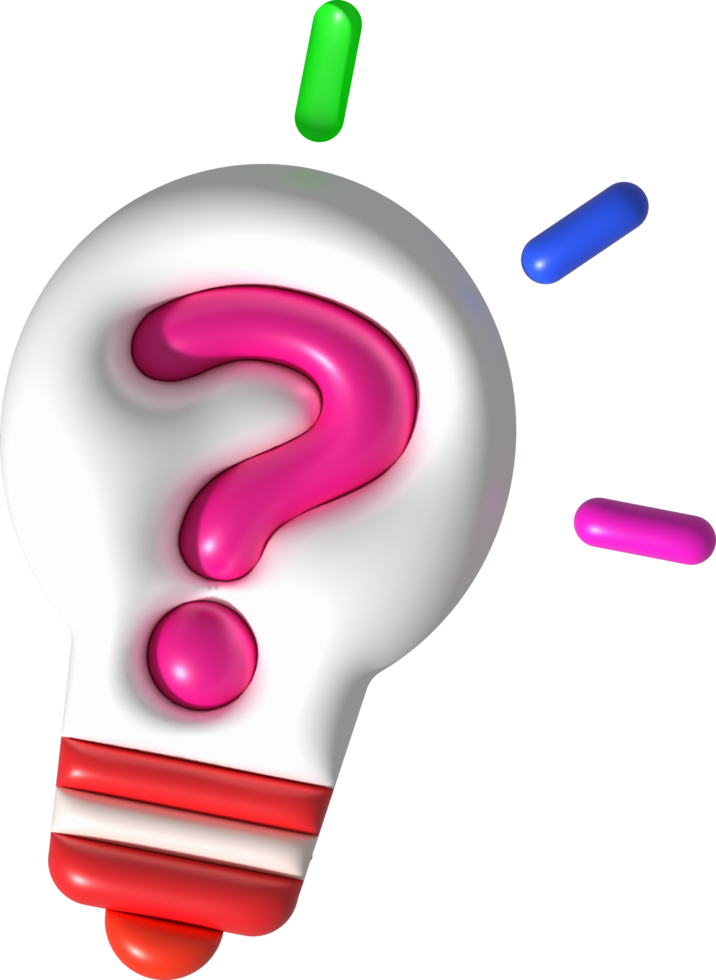 illustration 3d light bulb and question mark creative question ideas png