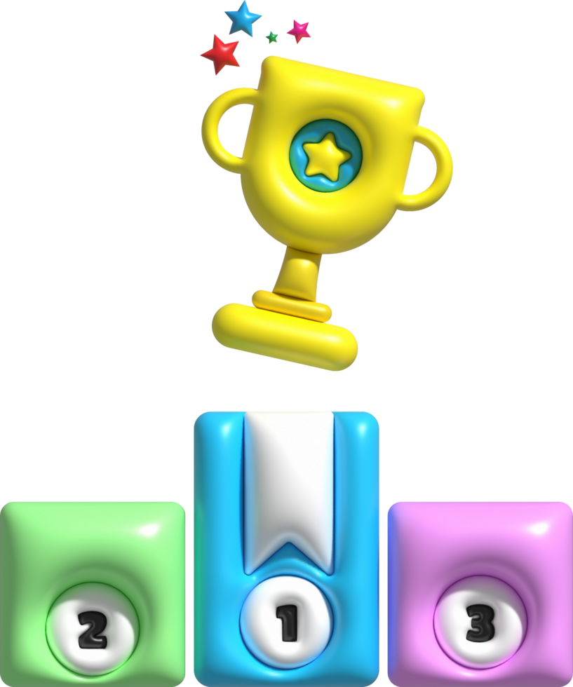 ilustração 3d ouro troféu ganhador. vencedora prêmio, sucesso conceito. png