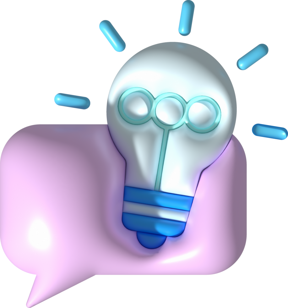 illustration 3D, light bulb and speech Concept talk exchange ideas. png