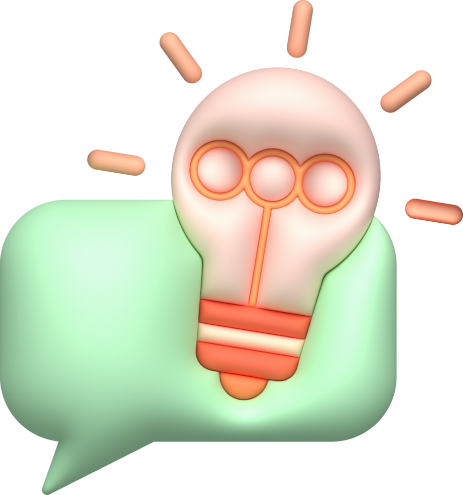 illustration 3D, light bulb and speech Concept talk exchange ideas. png