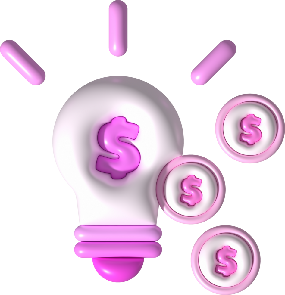 illustration 3d light bulb and money dollar Idea concept of making money or saving money. png