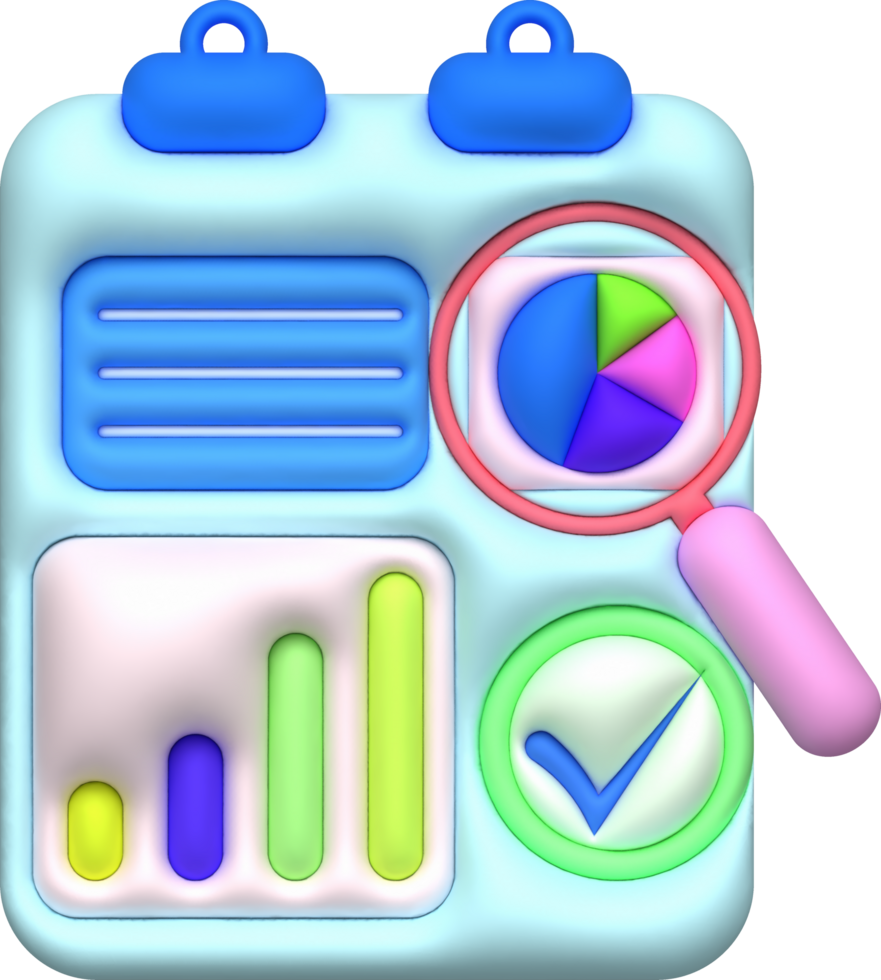 illustration 3d data search and analysis graph chart png