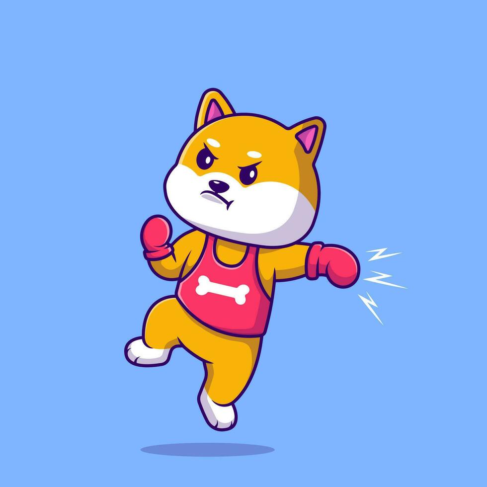 linda shiba inu perro boxeo dibujos animados vector íconos ilustración. plano dibujos animados concepto. adecuado para ninguna creativo proyecto.