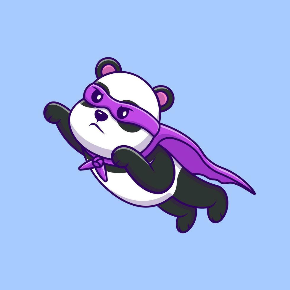 Cute Panda Super Hero Flying Cartoon Vector Icons Illustration. Flat Cartoon Concept. Suitable for any creative project.