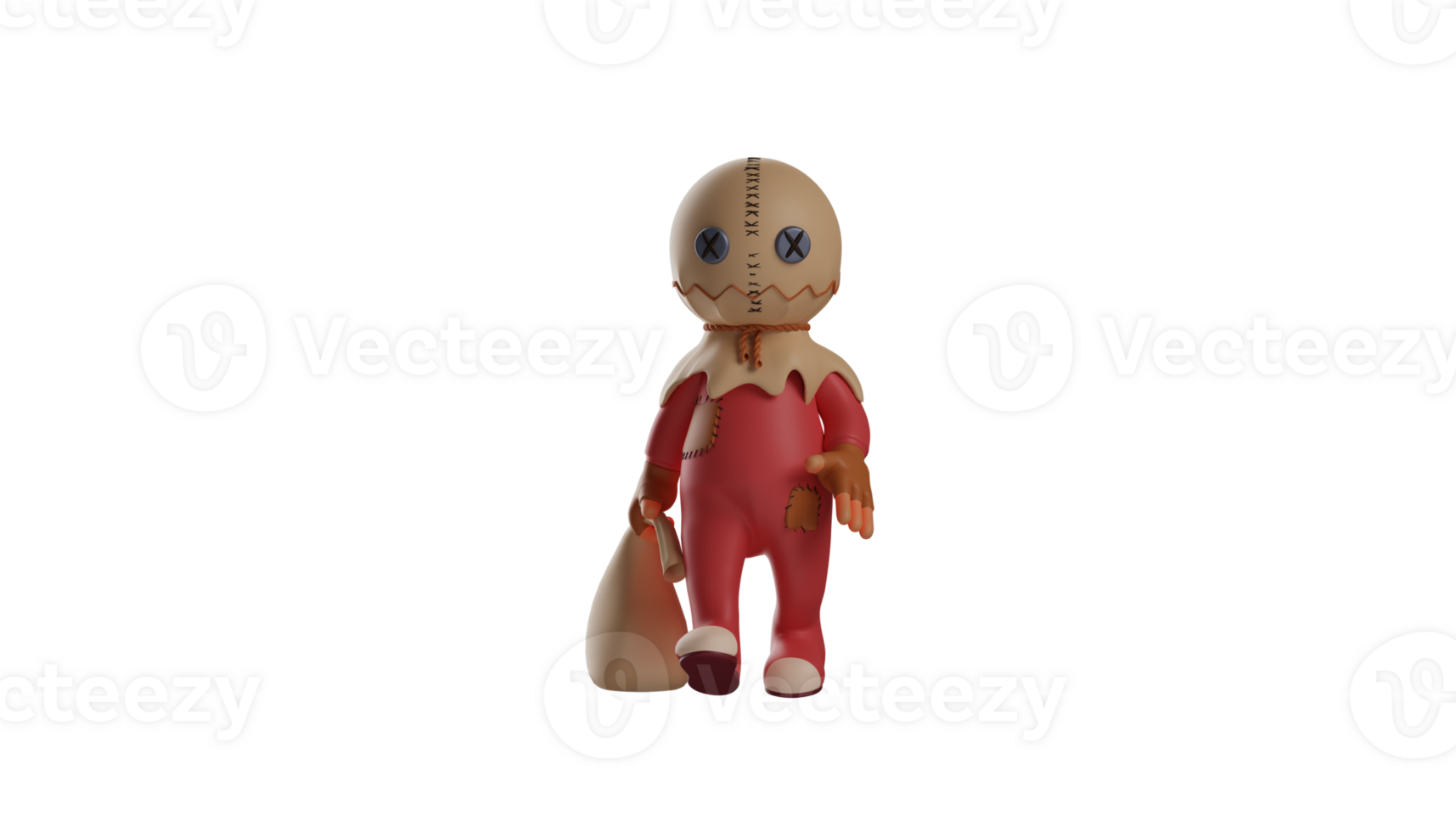 3D illustration. Cool Trick r Treat 3D Cartoon Character. Trick r Treat walked while carrying a sack. Trick r Treat wore a calm yet terrifying expression. 3d cartoon character png