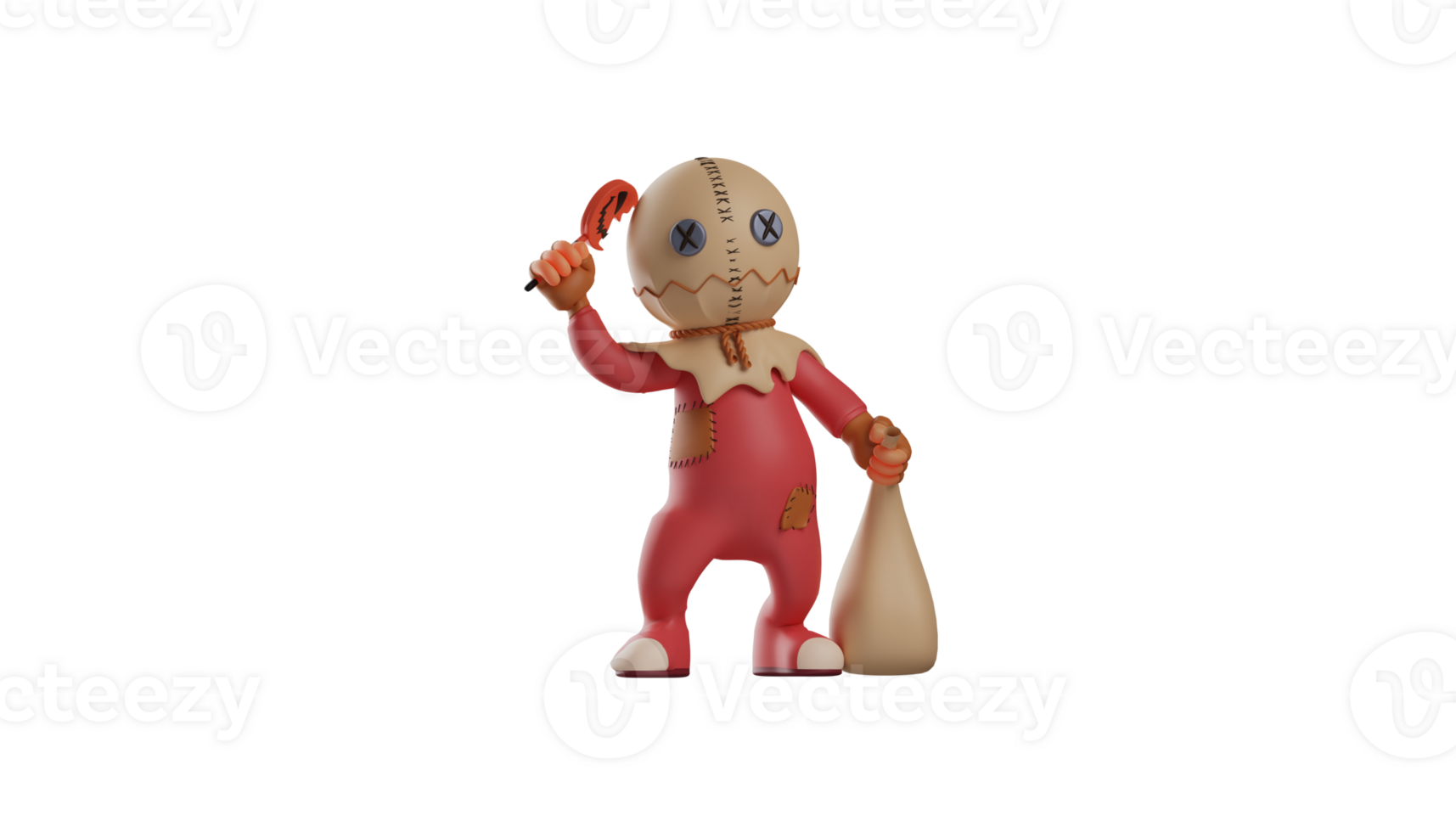 3D illustration. Funny Trick r Treat 3D Cartoon Character. Trick r Treat showed a strange pose. Trick r Treat stood up and didn't know what to do. 3d cartoon character png