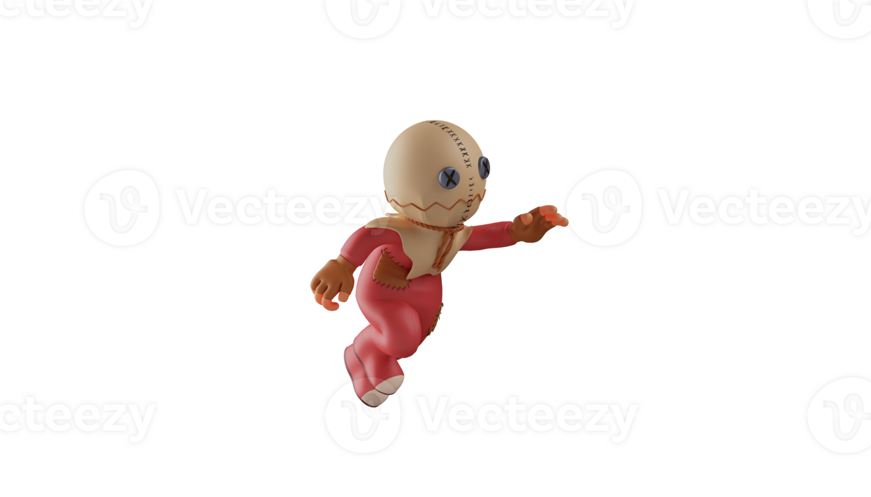 3D illustration. Happy Trick r Treat 3D Cartoon Character. Trick r Treat is playing with his friends. Trick r Treat with ready to fly pose. Trick r Treat with flying pose. 3d cartoon character png
