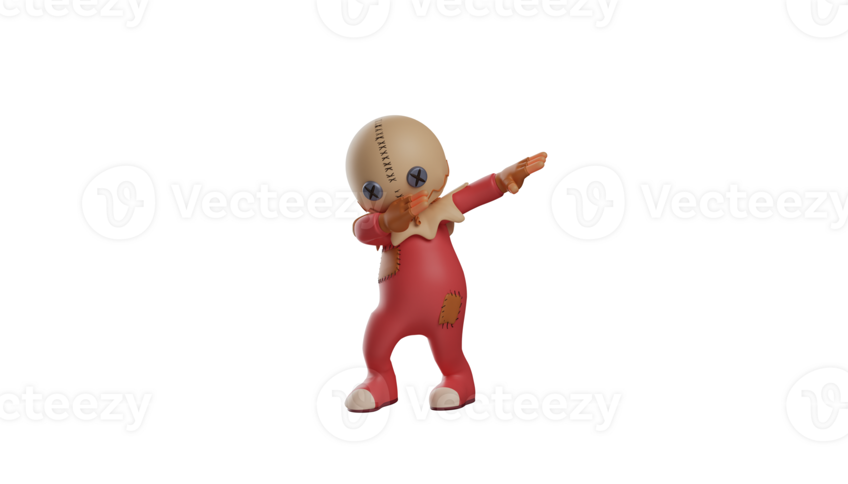 3D illustration. Cheerful Trick r Treat 3D Cartoon Character. Trick r Treat with DAB pose. Trick r Treat is happy and wants to show it to everyone who sees it. 3d cartoon character png