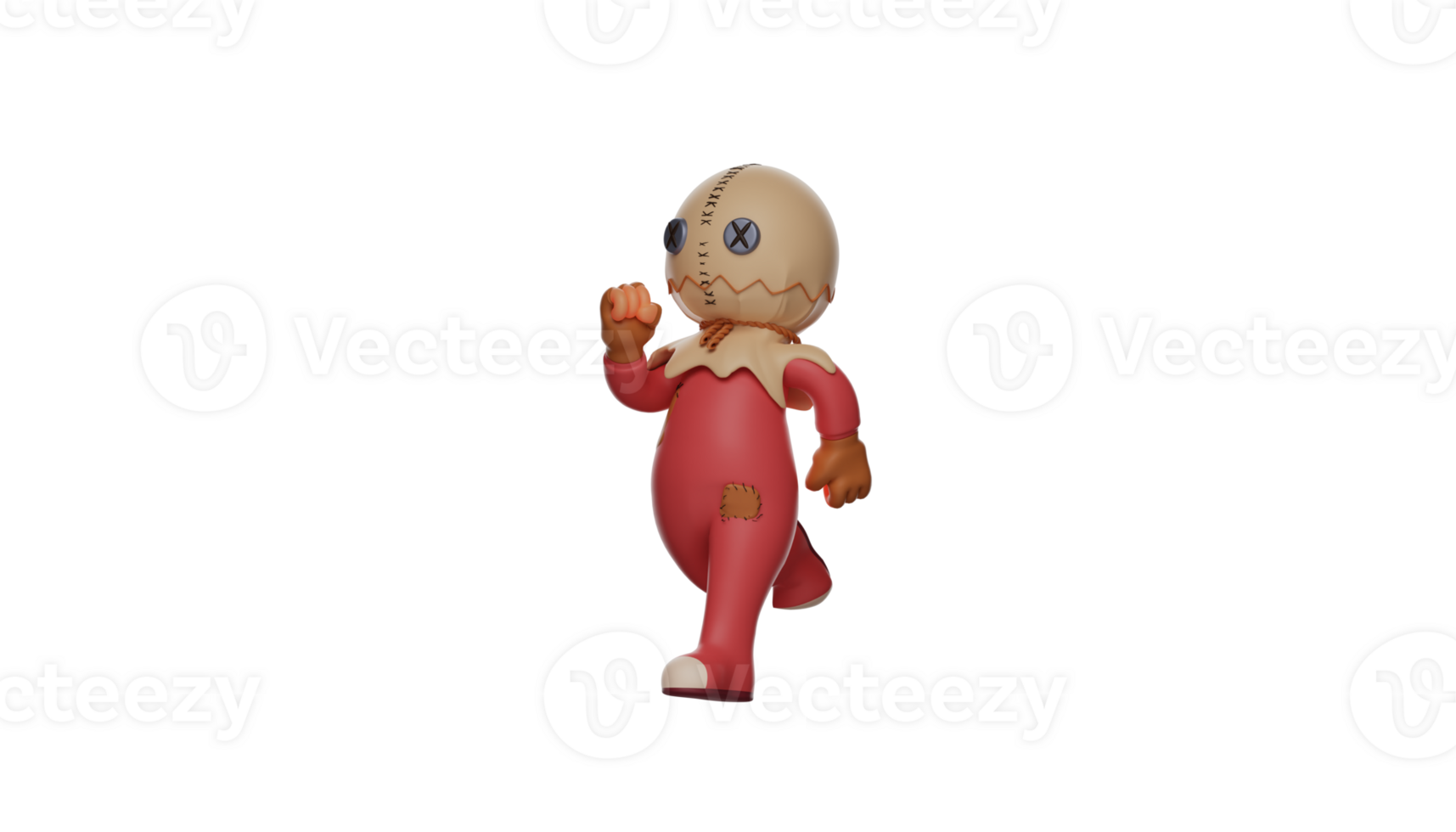 3D illustration. Excited Trick r Treat 3D Cartoon Character. Trick r Treat with walking pose. Trick r Treat walked over and showed his cute smile. Trick r Treat is happy. 3d cartoon character png