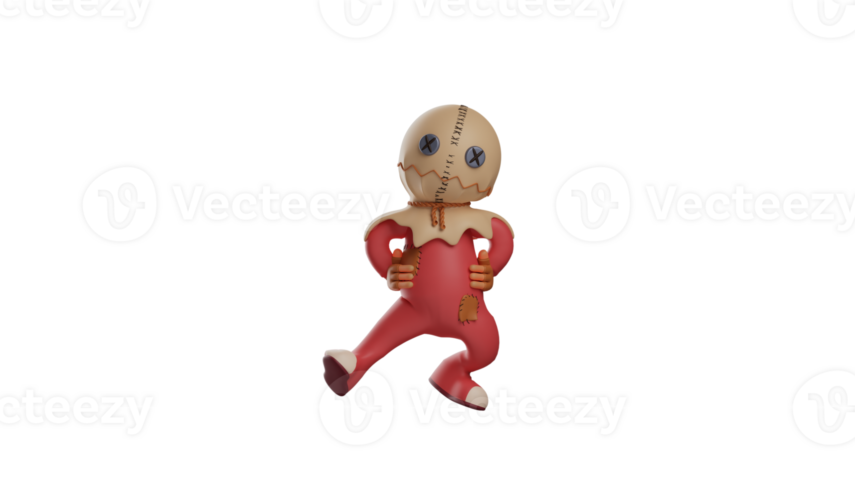 3D illustration. Agile Trick r Treat 3D Cartoon Character. Trick r Treat gymnastic pose. Trick r Treat put his hands on his waist and put one leg forward. 3d cartoon character png