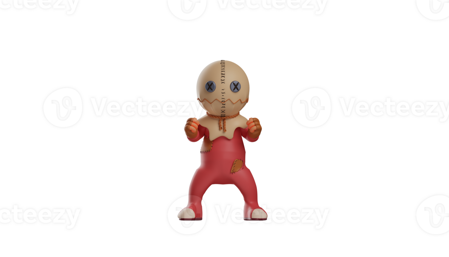 3D illustration. Trick r Treat 3D Cartoon Character. Trick r Treat with stance pose. Trick r Treat clenched his fists forward and training the strength of his leg muscles. 3d cartoon character png