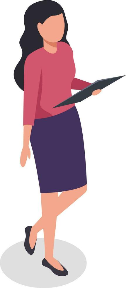 Assistant manager woman with document, cartoon style vector