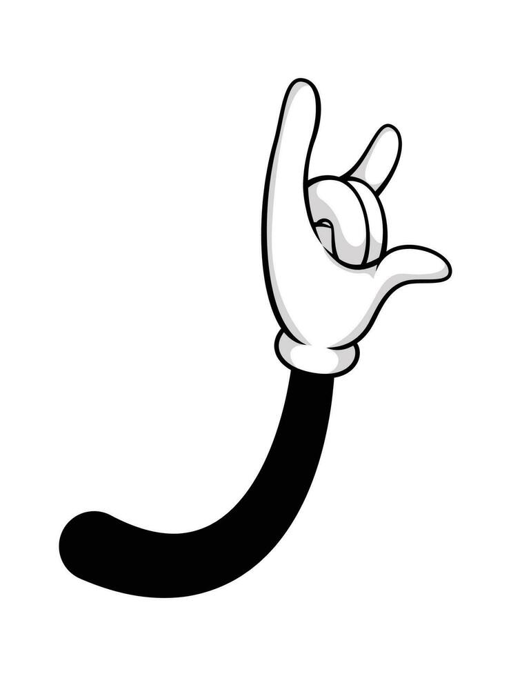 Rock gesture, support sign hand, comic cartoon vector