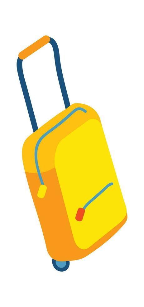 Yellow bag for travel and journey, luggage or baggage vector