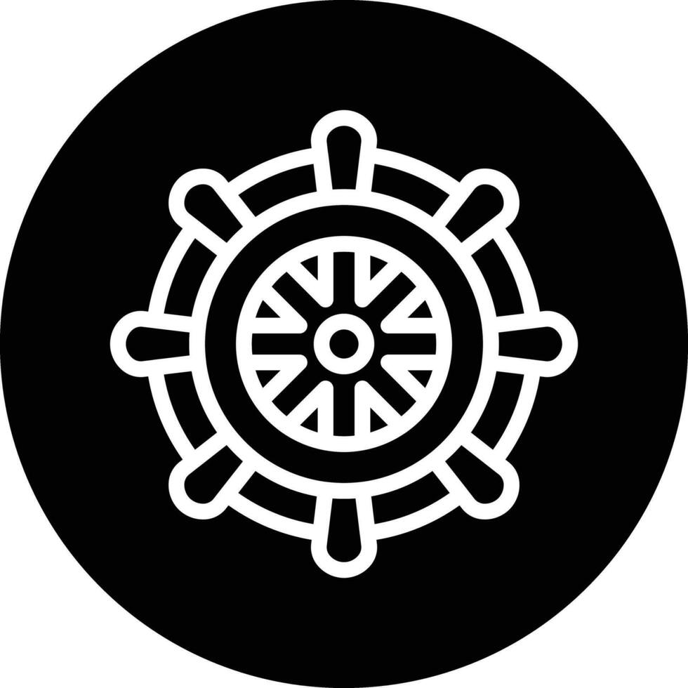 Ship Wheel Vector Icon Design