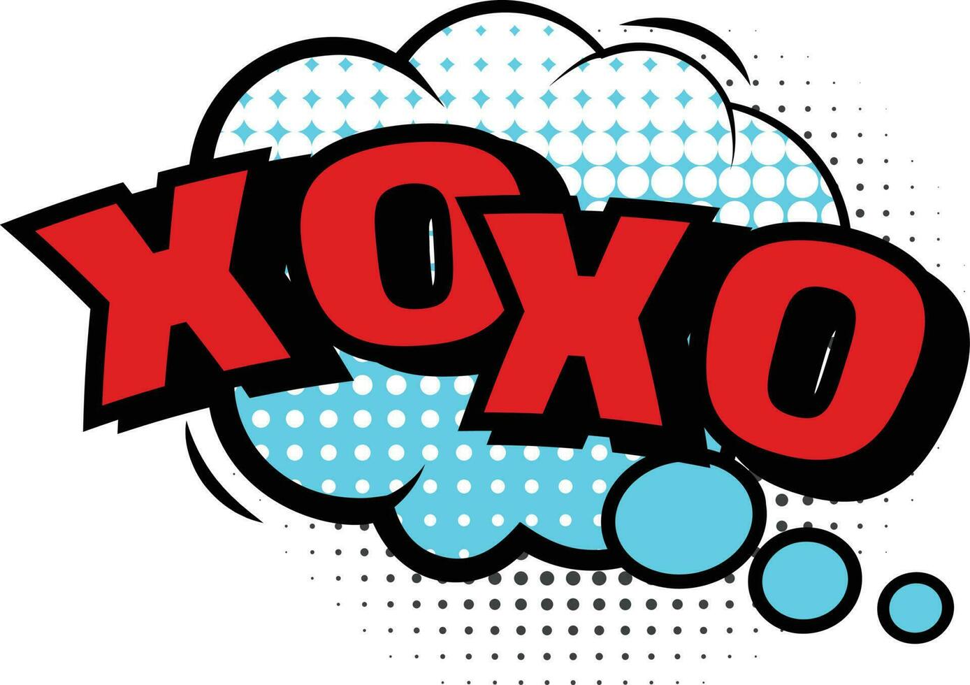Xo xo bubble, funny emotion and expression for comic book vector