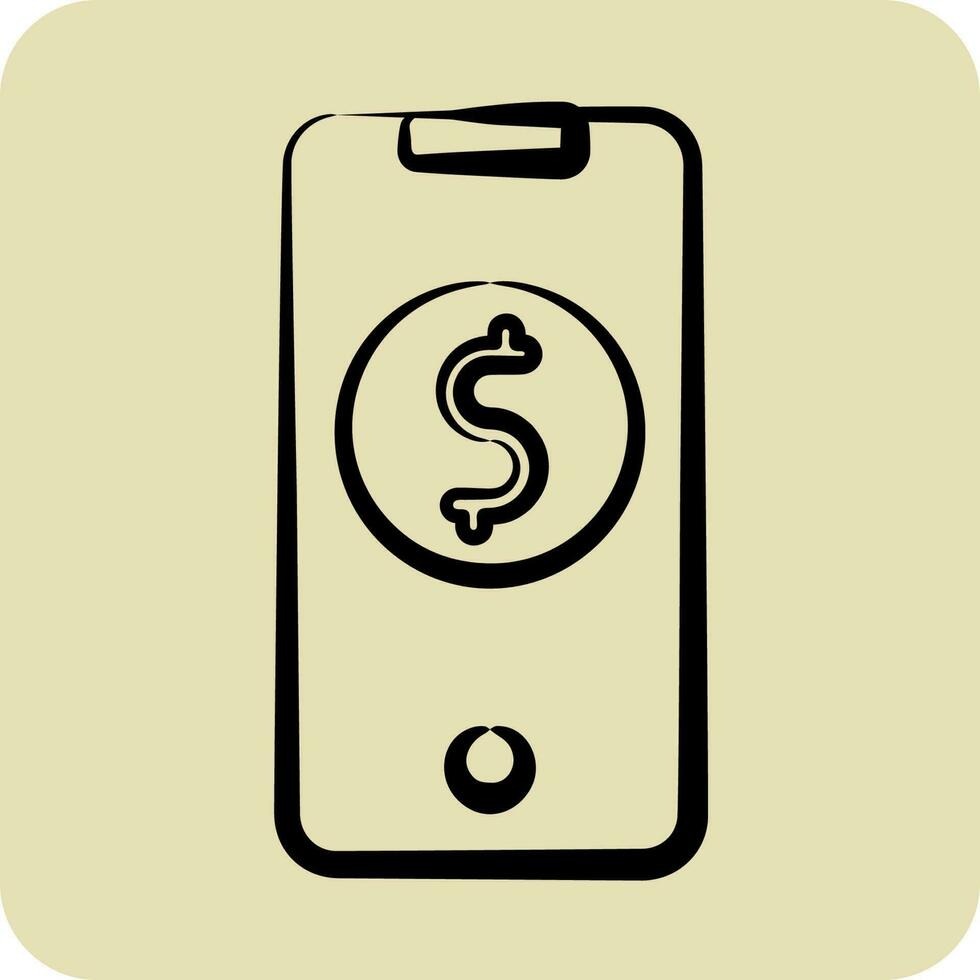 Icon Mobile Banking. related to Contactless symbol. glyph style. simple design editable. simple illustration vector