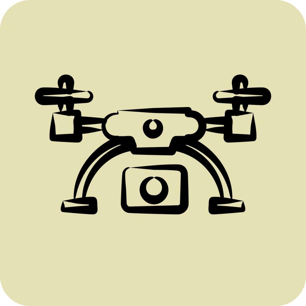 Icon drone and Aerial Imaging. related to Photography symbol. hand drawn style. simple design editable. simple illustration vector