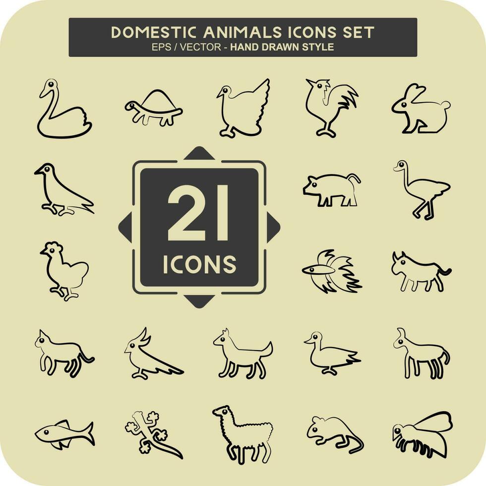Icon Set Domestic Animals. related to Education symbol. glyph style. simple design editable. simple illustration vector