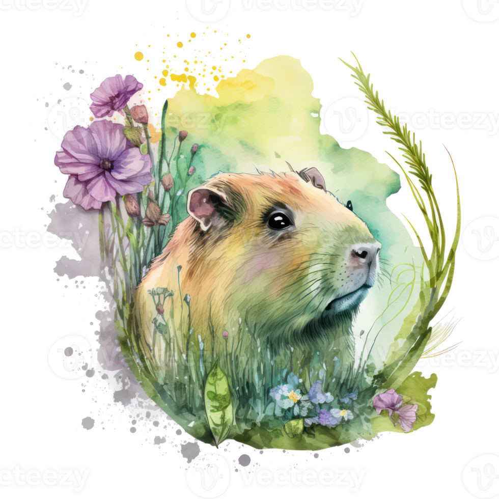 Squirrel watercolor . AI Generated png