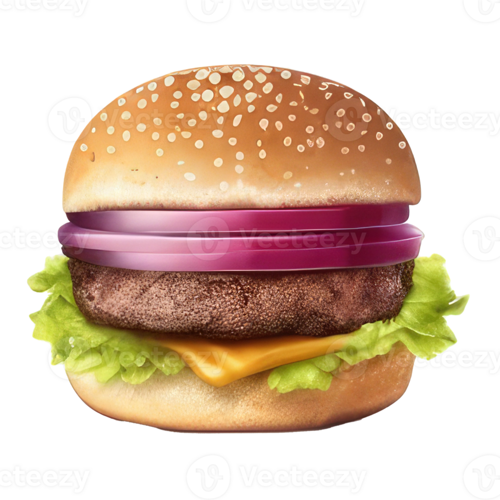 burger with meat, tomato, lettuce, cheese, and sauce . png