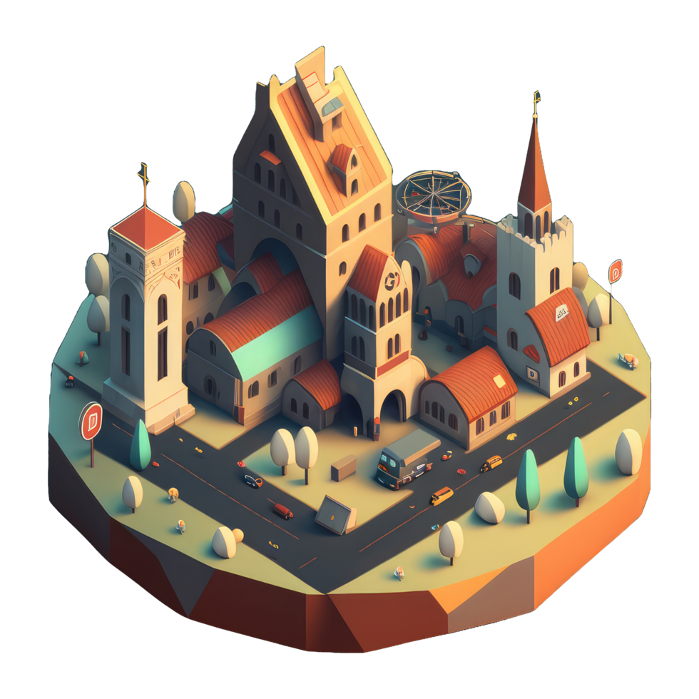 medieval city isometric png