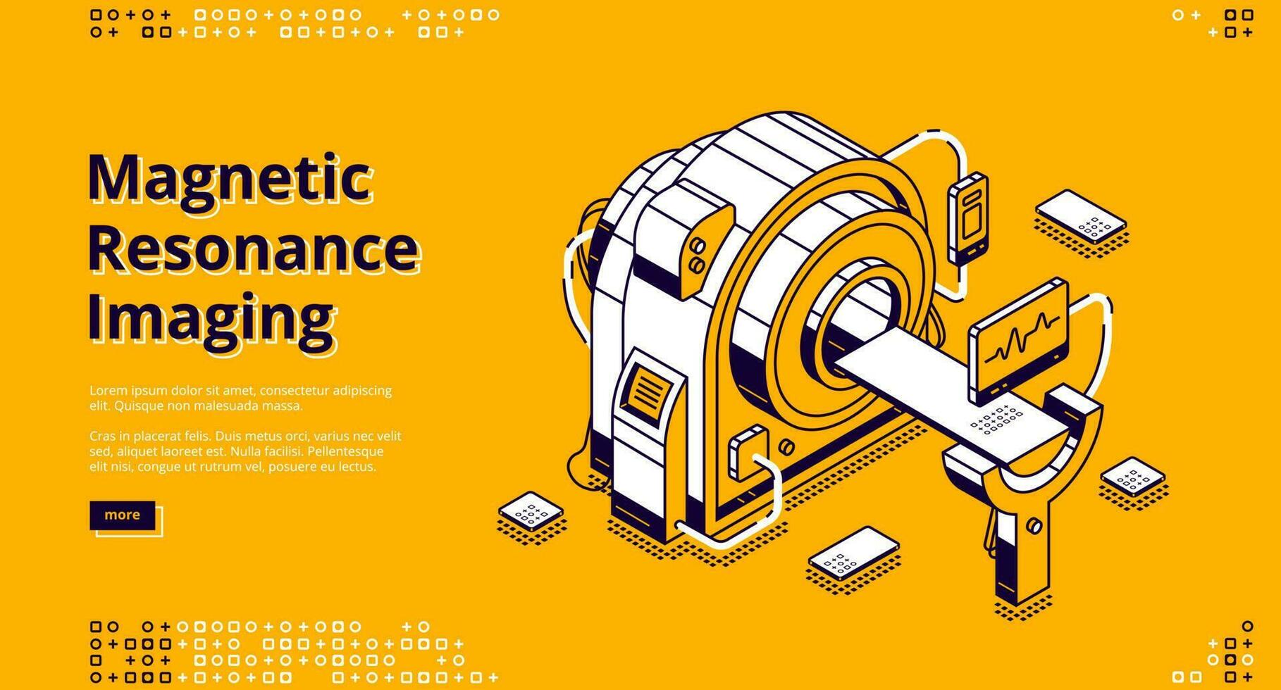 Magnetic resonance imaging isometric landing page. vector