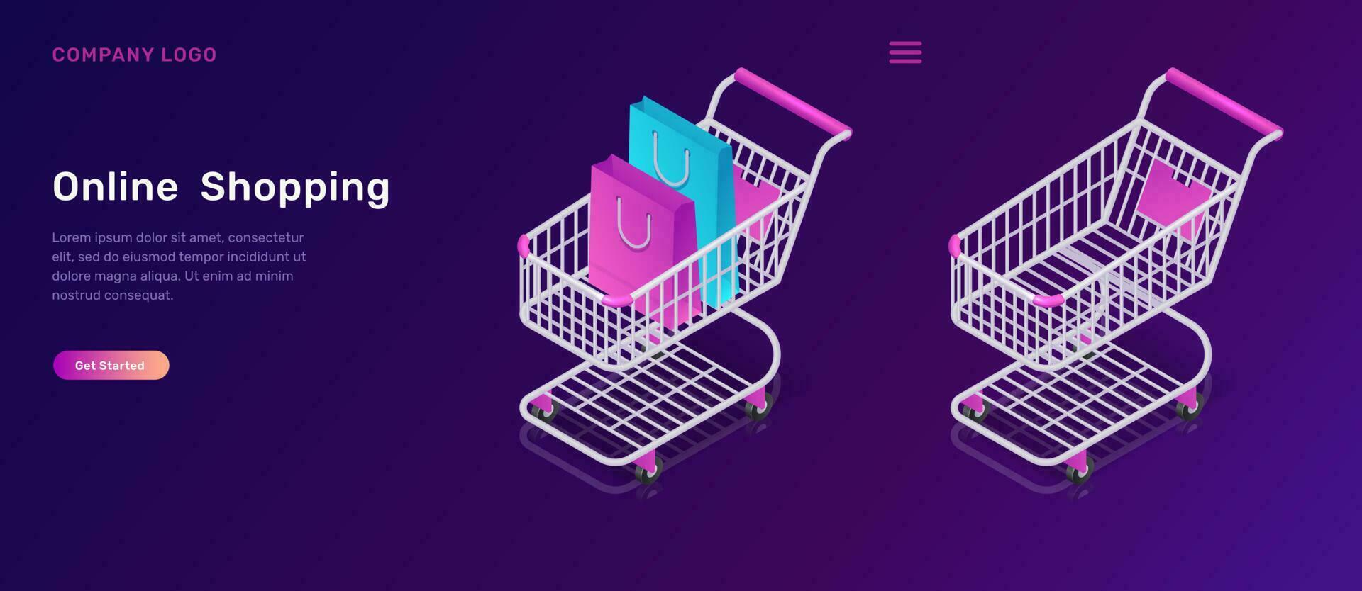 en línea compras, isométrica concepto para móvil aplicación vector