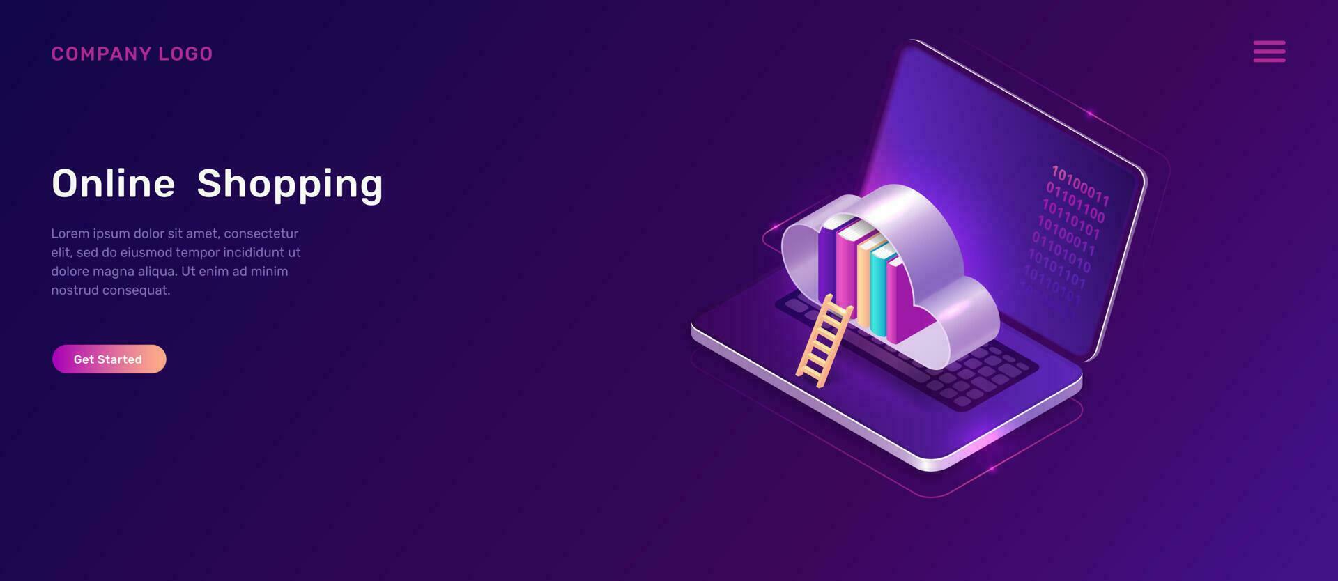 Online library or education isometric concept vector
