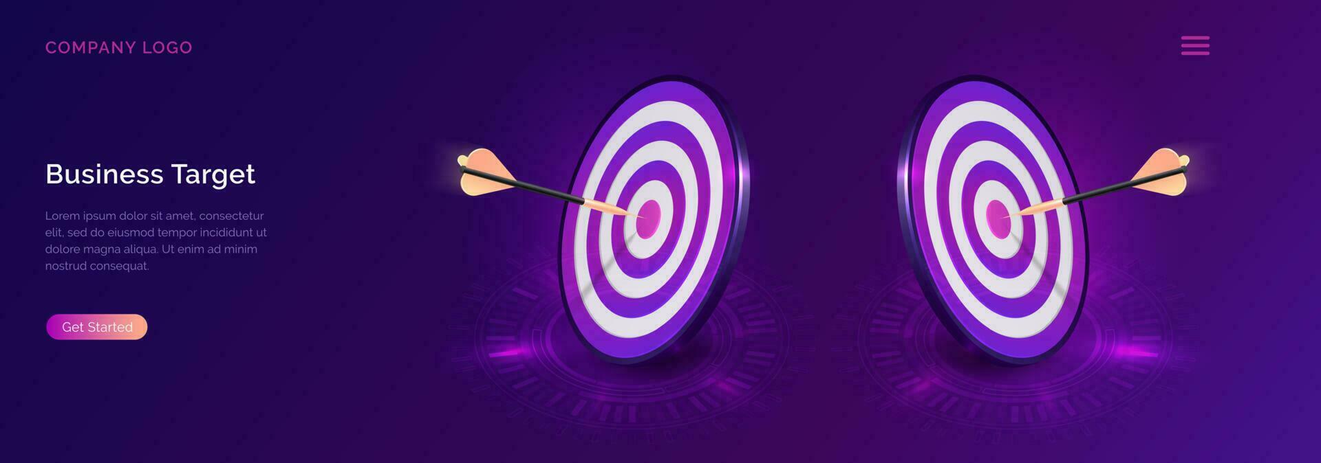 Business target isometric, dart board with arrow vector