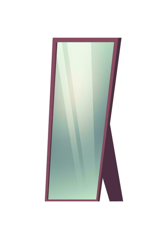 Standing floor mirror isolated on white background vector
