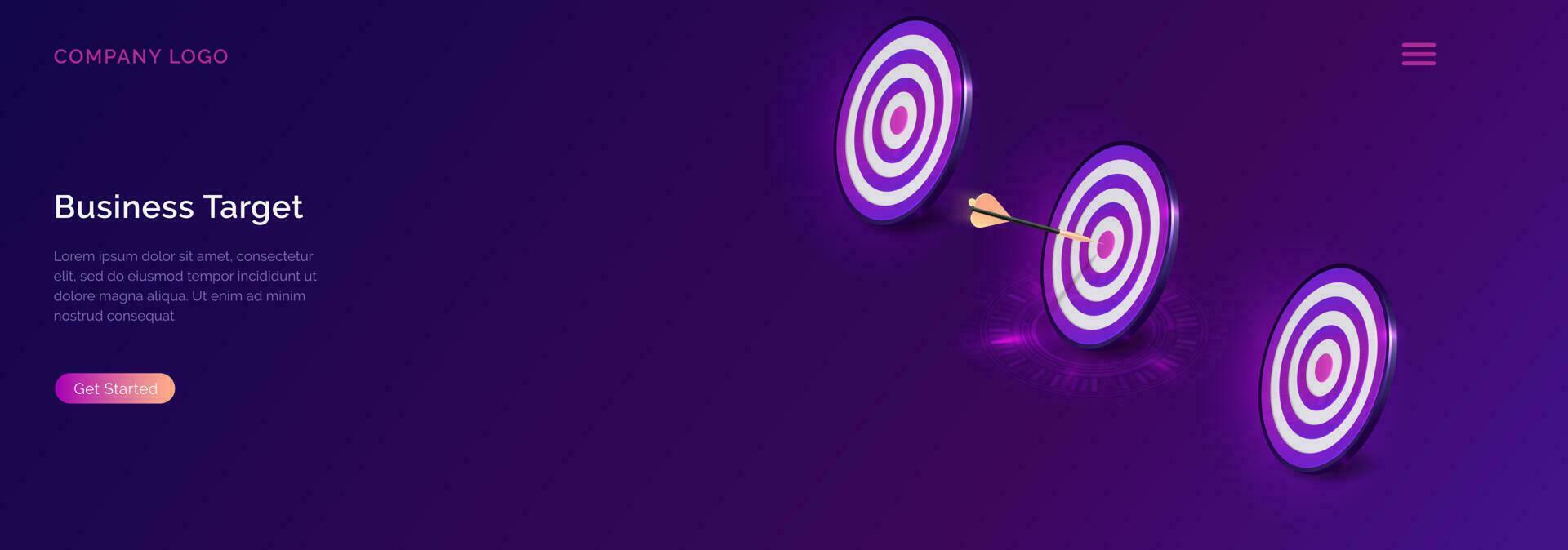 Business target isometric, dart board with arrow vector